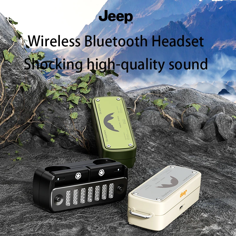 Jeep EW110 TWS Wireless Bluetooth Earphones HiFi HD Call Waterproof IPX5 Headphones Music Gaming Earphones with Dog Tag Necklace