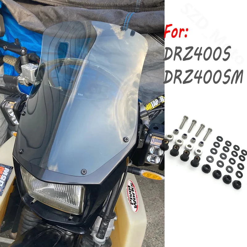 For Suzuki DRZ400SM 2005-2023 DRZ400S 2000-2023 Motorbike Motorcycle Accessories Windscreens Windshield Wind Deflectors Clear