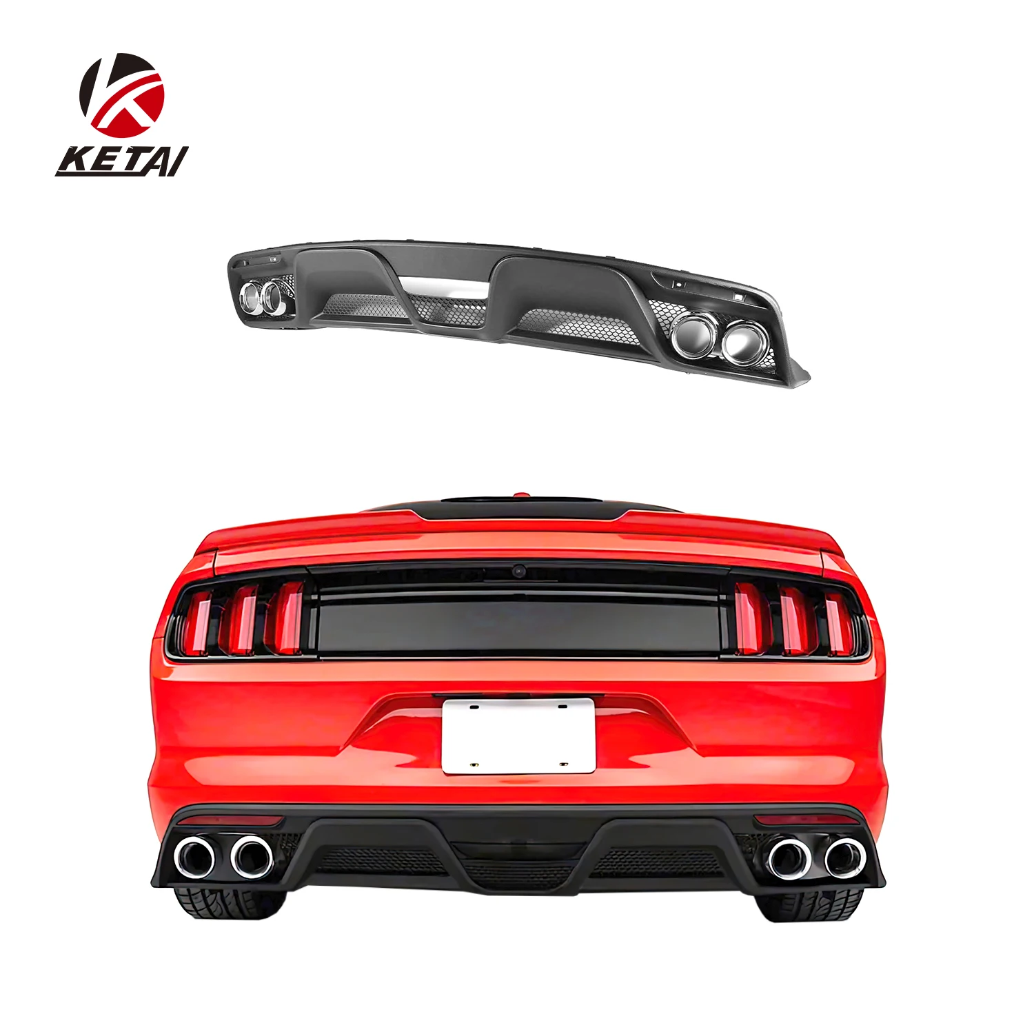 GT350 Style Auto Bumper Body Parts Rear Diffuser With Tail Tips for Mustang 2015-2017