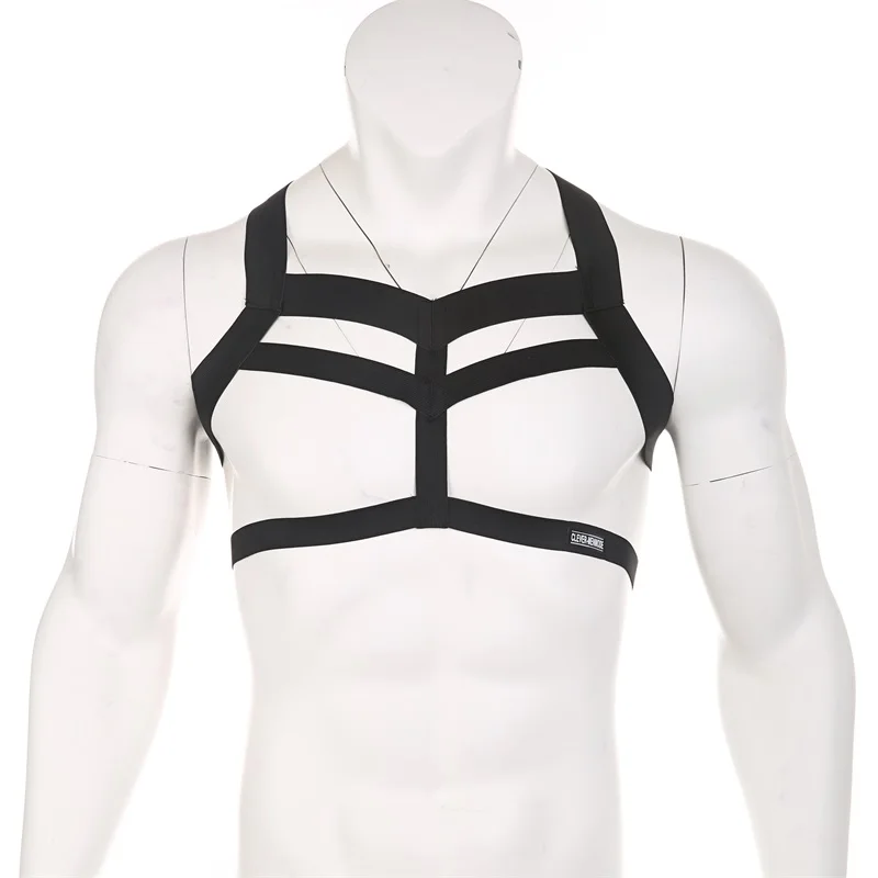 Men Muscle Body Chest Harness Sports Fitness Elastic Shoulder Straps Man Party Bondage Hollow Out Costume One Size