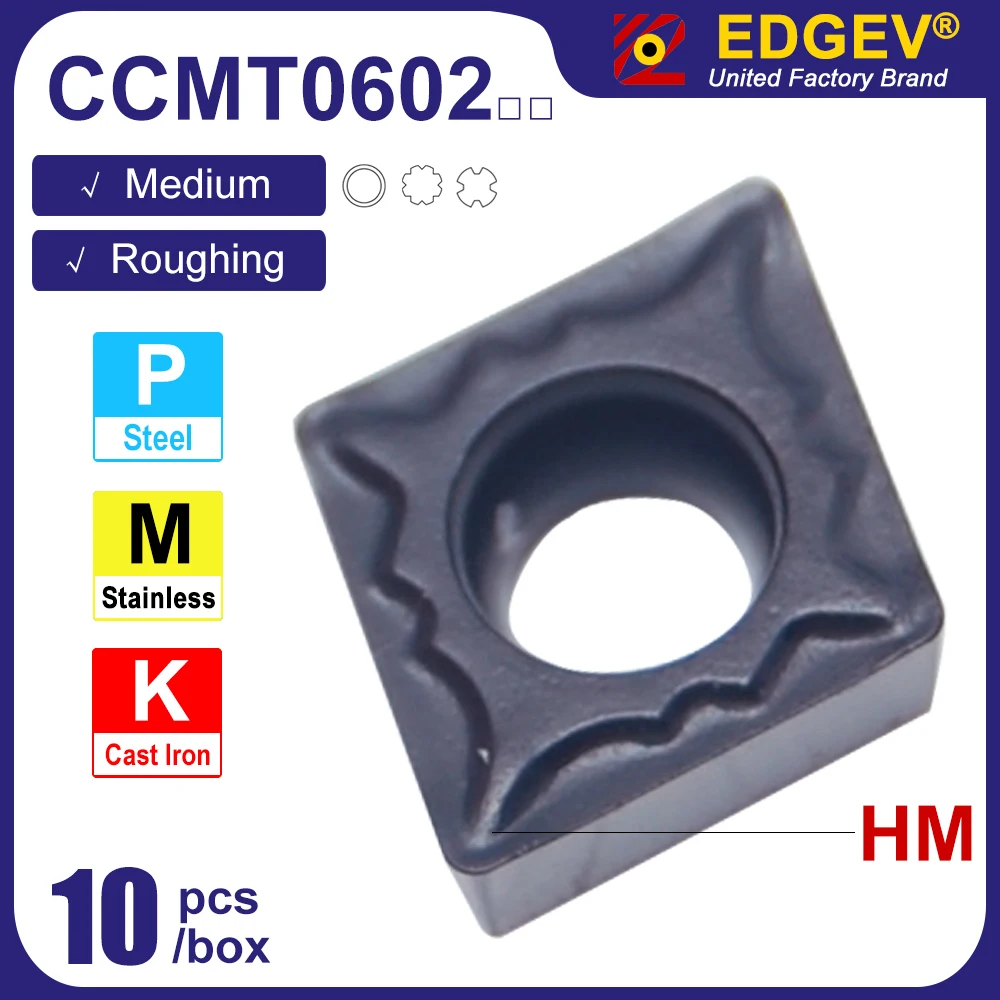 10 Chiếc Carbide Dạng CCMT060202 CCMT060204 CCMT09T302 CCMT09T304 CCMT120404 CCMT120408 Tiện Bằng Máy CNC Dụng Cụ Quay Rau Thép Không Gỉ