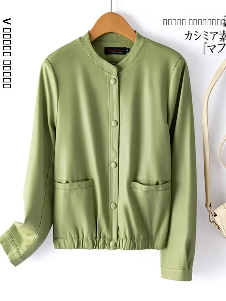 2025 신상 여성용 슬림핏 가죽 자켓 천연 양가죽 캐주얼 스타일 한국 버전 슬리밍 아우터웨어 패셔너블 코트