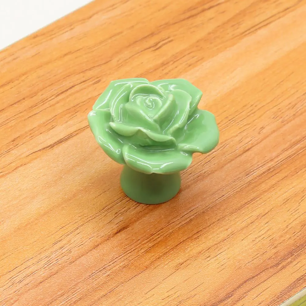 Ceramic Rose Cabinet Door Knobs Drawer Pulls For Furniture Wardrobe Cupboard Modern European Style Decor
