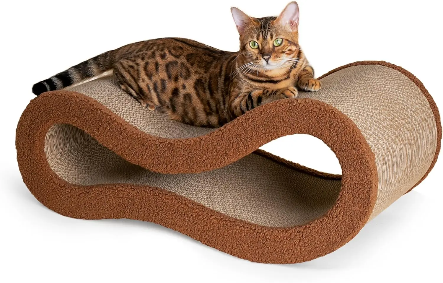 

Reversible Cat Scratching Pad with Natural Curves, Extra Wide Bed for Large Cats, Premium Cardboard & Cozy Fabric