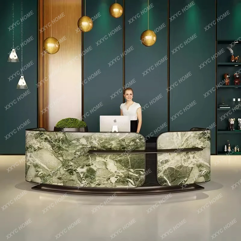 Front Desk Reception Company Irregular Shape Painted Beauty Salon Cashier  Bar Desk Educational Institution Information