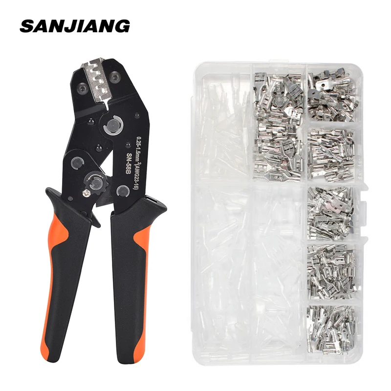 SN-48B Crimping Pliers 270pcs 2.8/4.8/6.3mm Crimp Terminals Kit Insulated Seal Electrical Wire Connector Crimp Tool Plier Set