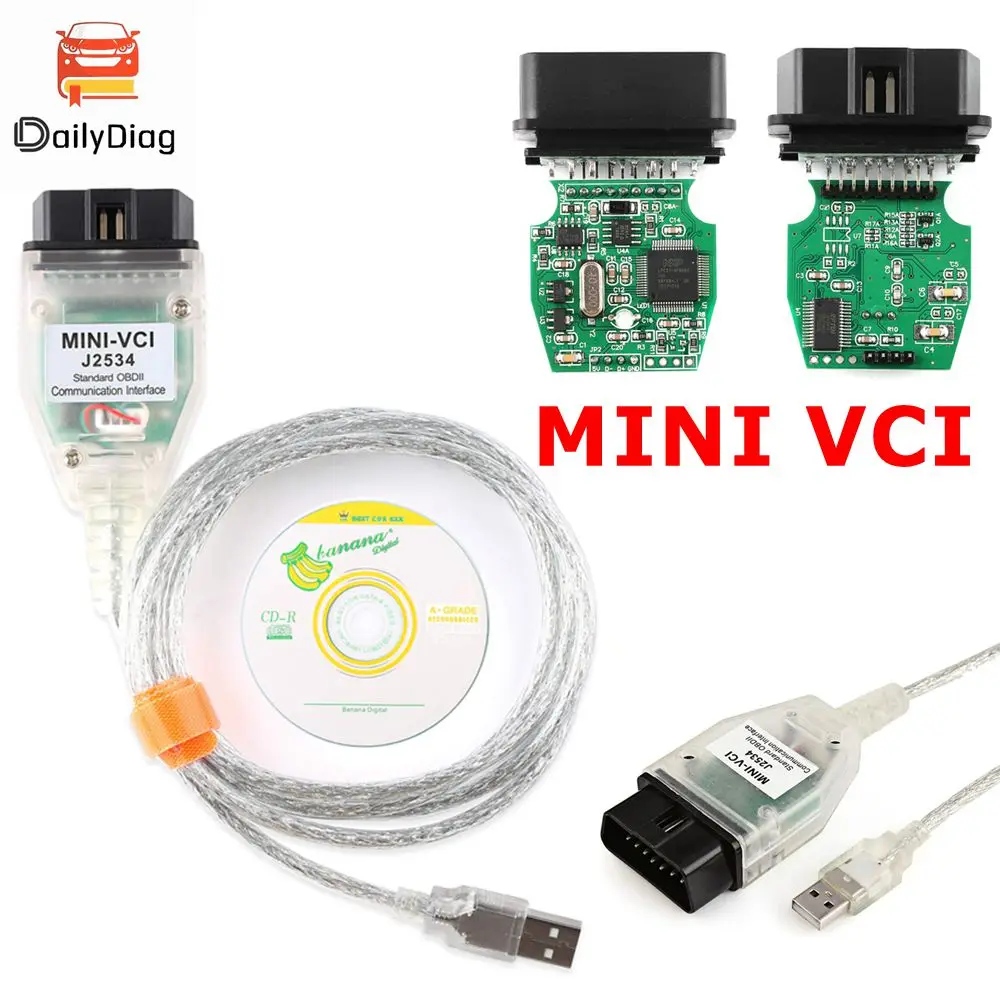 Latest V18.00.008 MINI VCI J2534 FT232RL Interface for Toyota TIS Techstream OBD2 Car Diagnostic Cable Support Multi-Languages