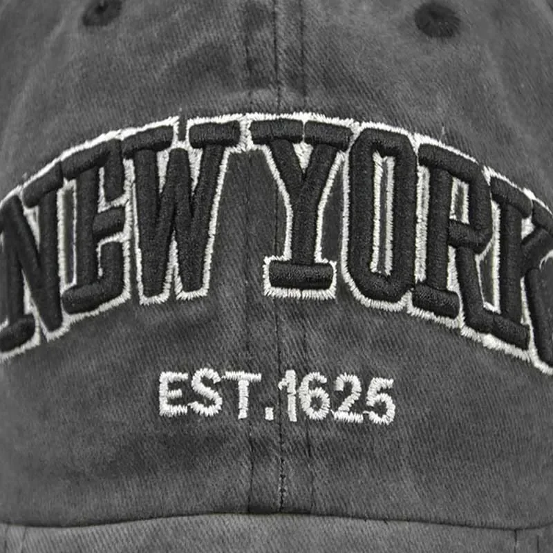 New York Washed Cotton Baseball Caps For Women Men Retro Letter Embroidery Snapback Hats Sun Visors Hip Hop Dad Hat Casquette