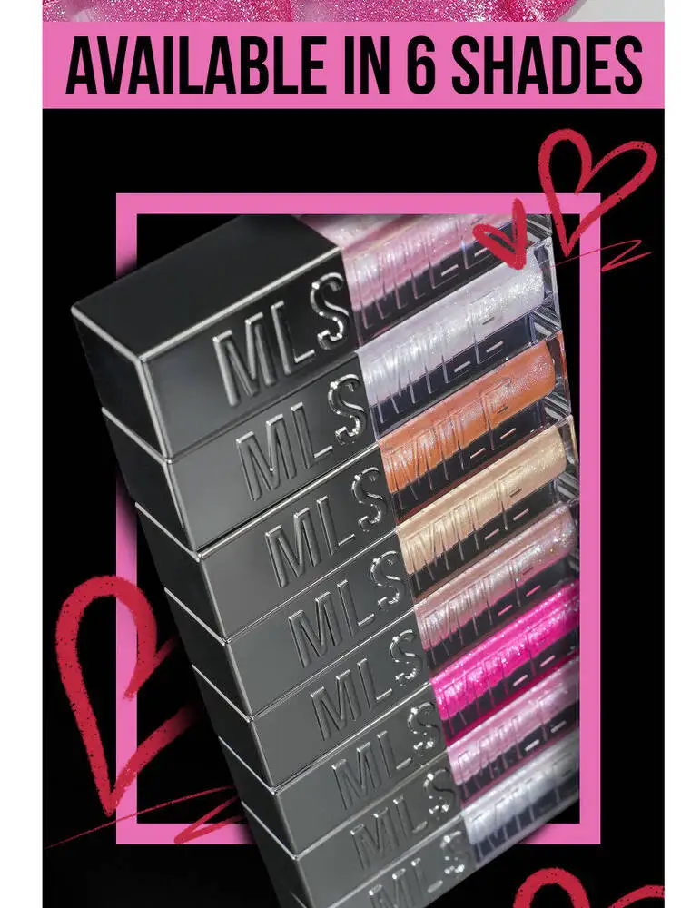 MLSMILE Makeup Sparkling Set, großer Bürstenkopf, Spiegel, Perlen-Lipgloss, feiner Schimmer, flüssiger Lippenstift, 3-teilig, 2025, neu