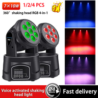 4 7*10W LED Mobile Head DJ Disco Lights 560° Rotating Voice Control DMX512 RGBW Wedding Light Home Party Stage Performance Lamps