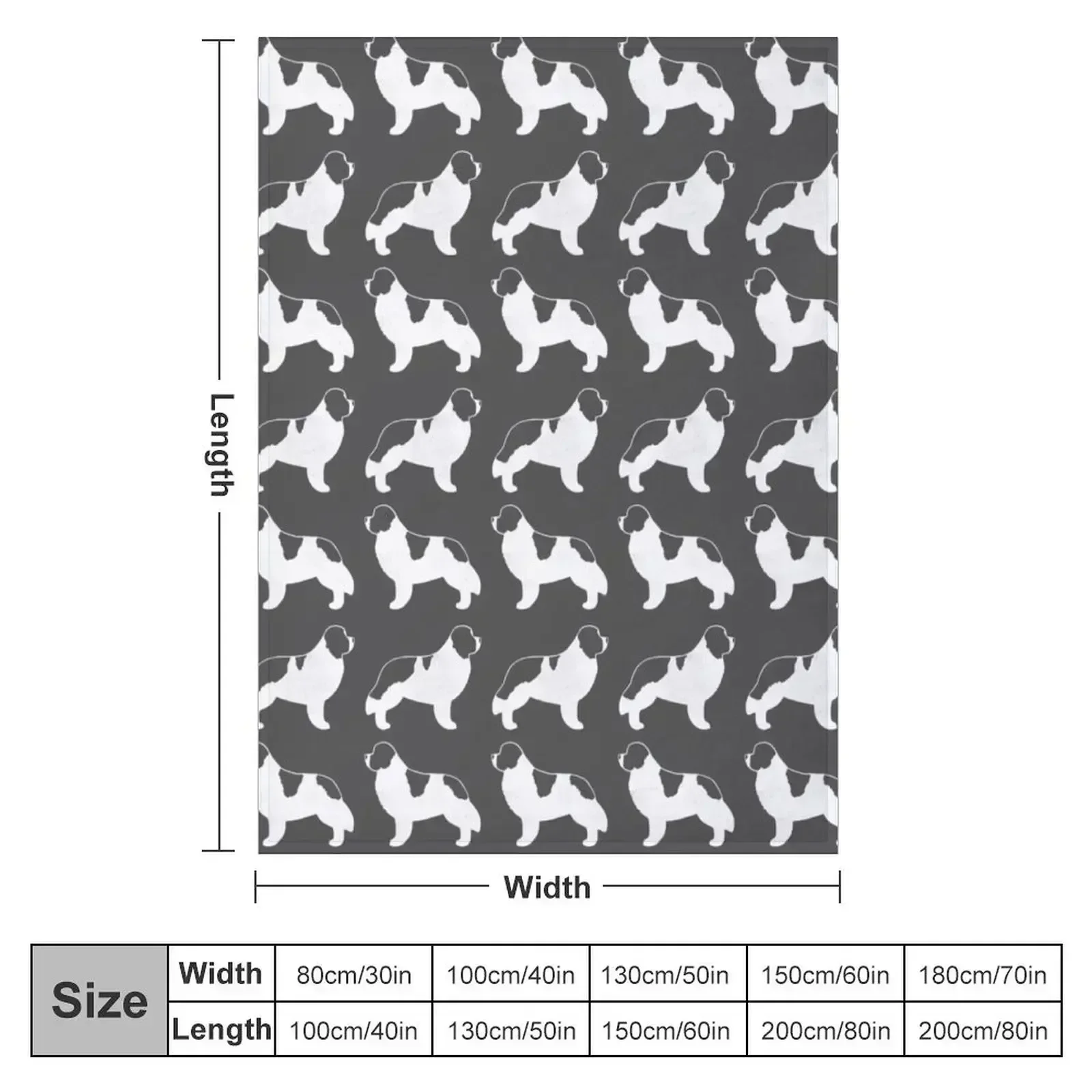 Newfoundland Landseer Dog Breed Silhouette(s) Throw Blanket Personalized Gift Cute for sofa anime Blankets