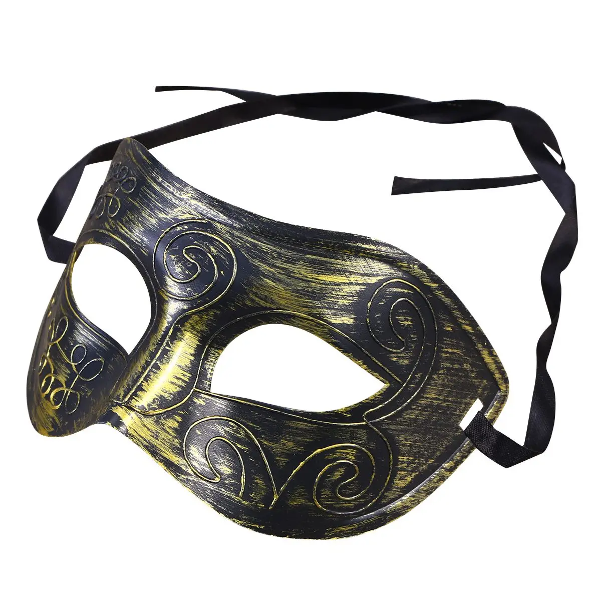 

Half Face Mask Costume Party Accessory Ball for Men Short Hair Halloween Bronze