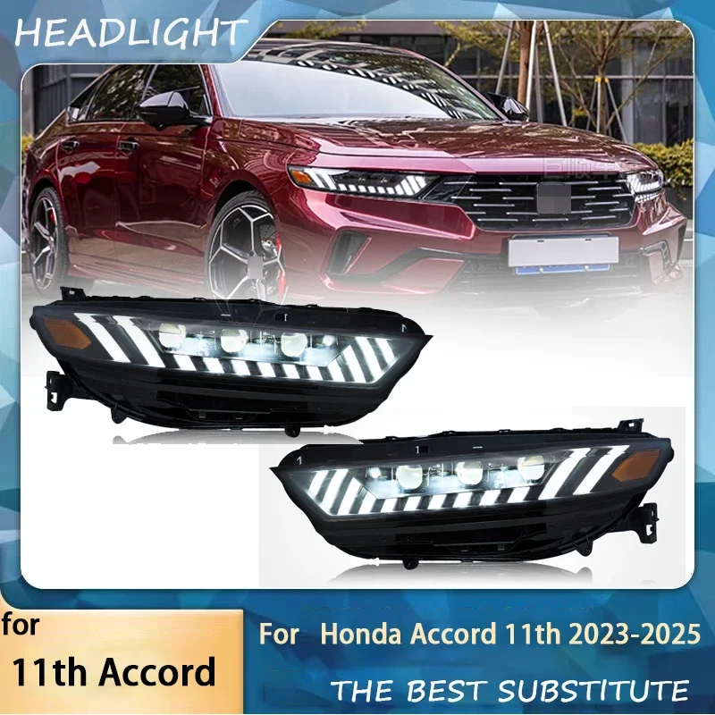 Suitable for 11Th generation Accord headlight assembly modified LED daytime running light, running water turn signal, double len