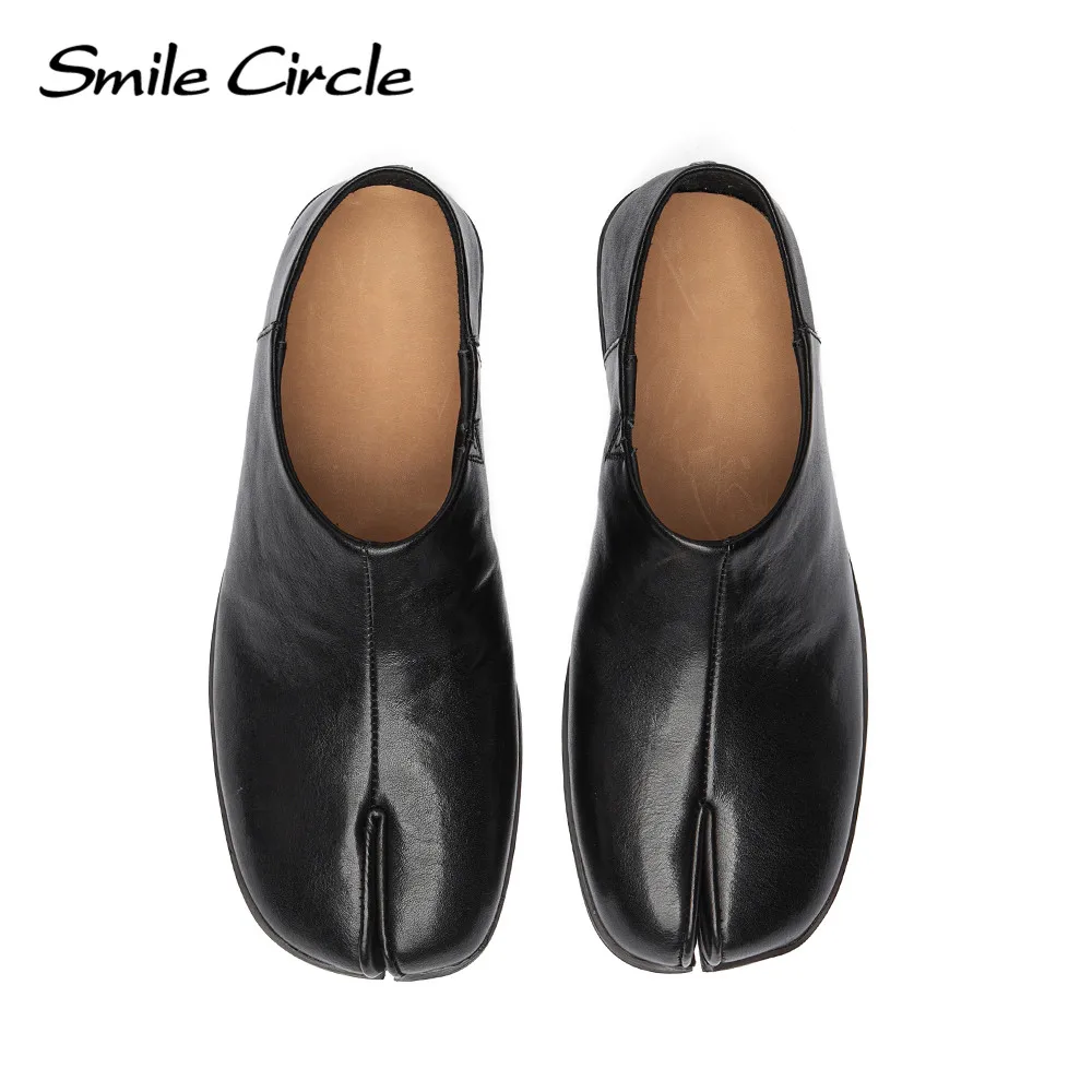 Smile Circle Women\'s Loafers Leather Tabi Ninja Shoes Comfortable Fashion Flats