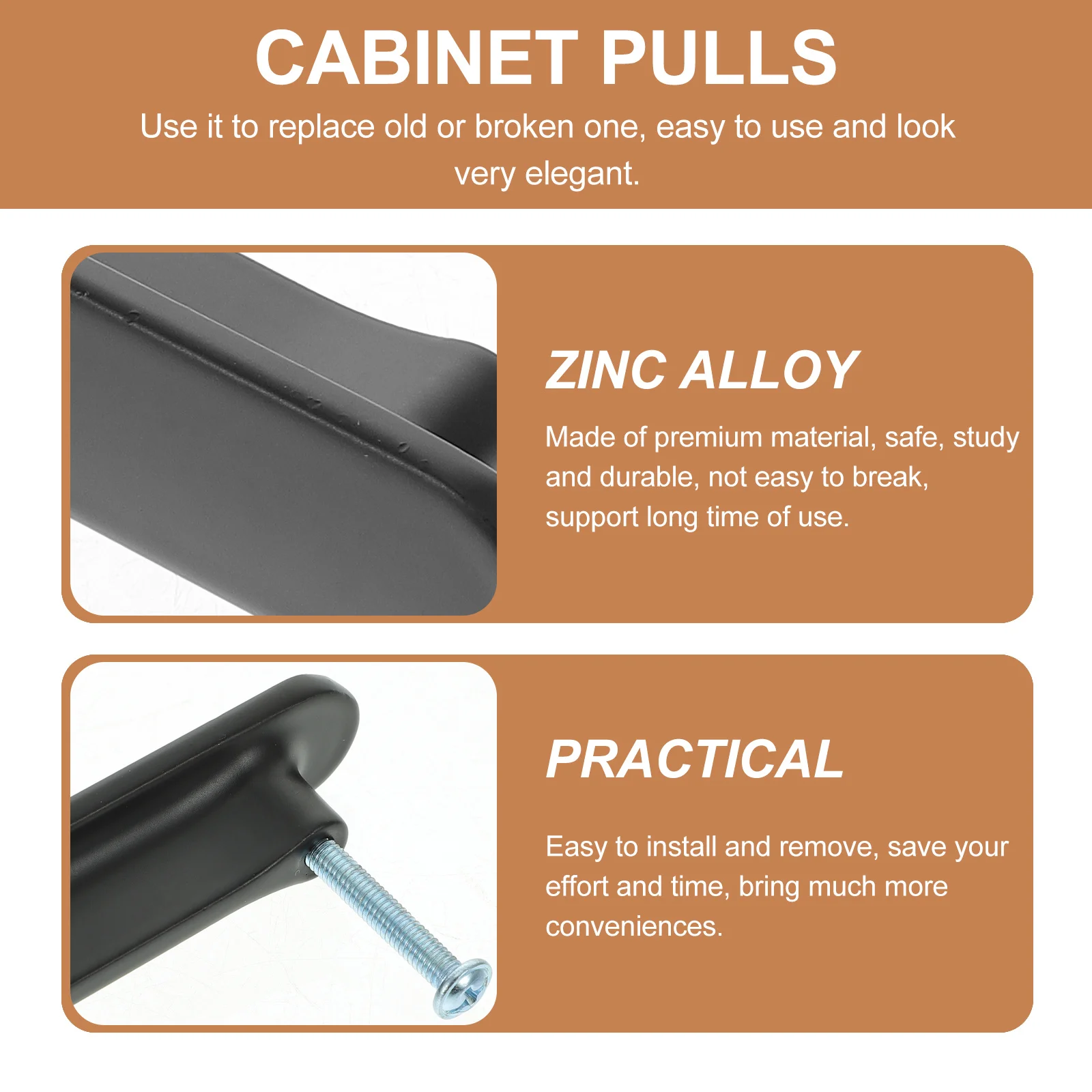 

2pcs Black Cabinet Handles Pulls Drawer Hardware Knobs For Kitchen Bathroom Bedroom Furniture Durable Modern Door Handle