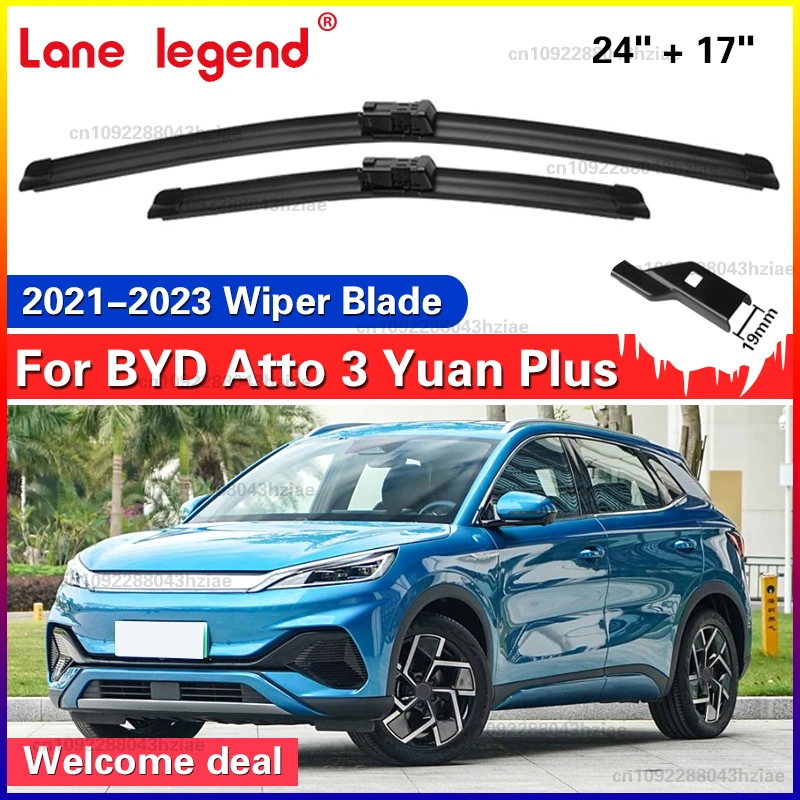 Silikon- und Gummi-Frontscheibenwischer-Set für BYD Yuan EV Plus Atto 3 2021 - 2023 Windschutzscheibenbürste 24''+17''.