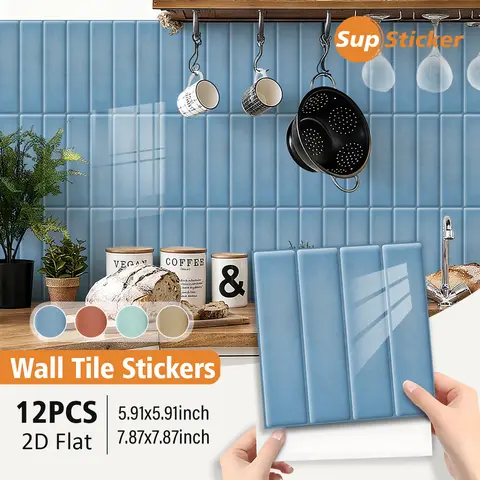 주방 및 욕실용 자체 접착 3D 타일 스티커, 방수 몰드, 장식 벽 스티커, 30x30cm 10 12PCS 2D PVC 벽 타일 스티커, 자체 접착식 필 앤 스틱, 방수 오일 방지 쉬운 청소, 주방 욕실 캐비닛 DIY용