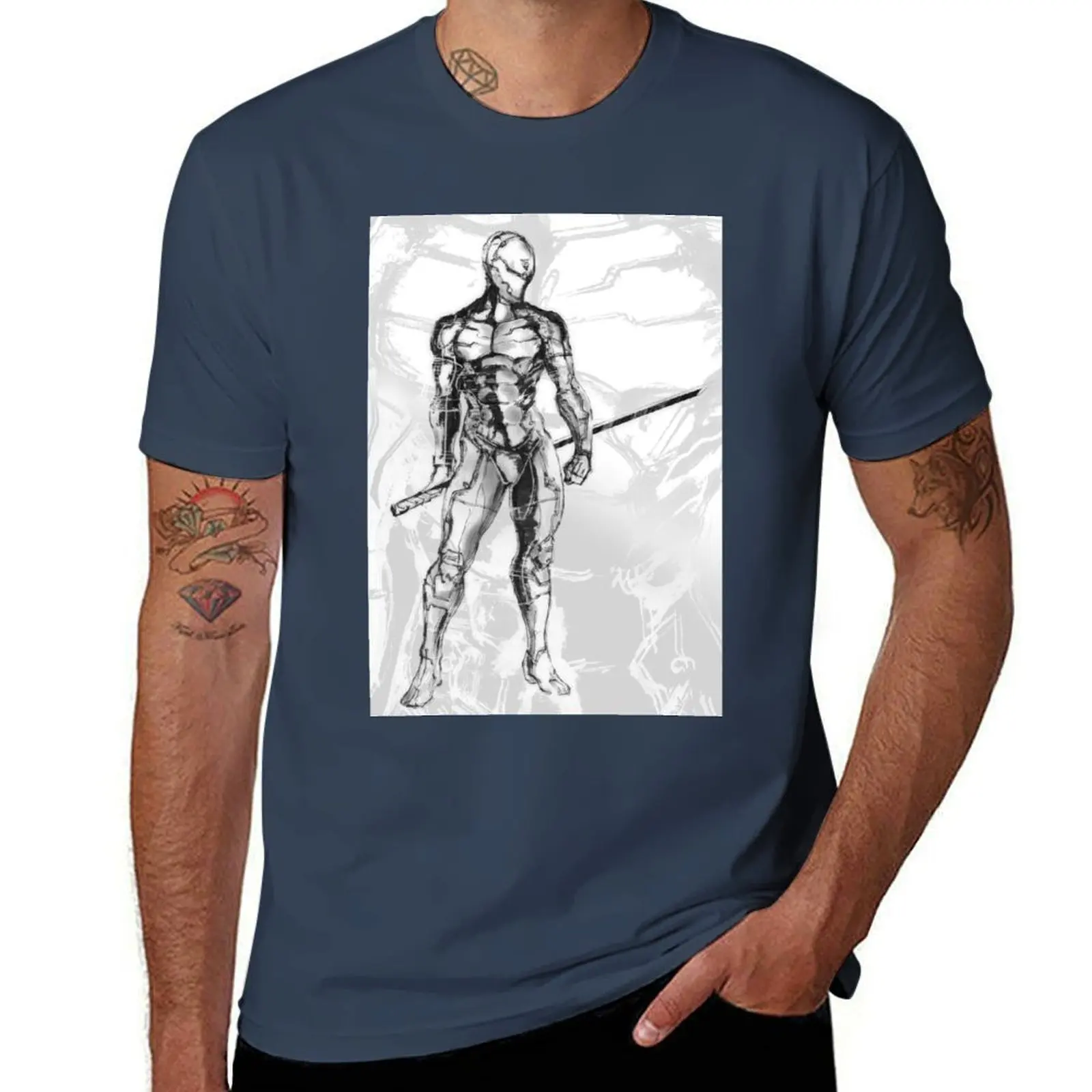 Camiseta Cyborg Ninja básica de manga corta de color liso