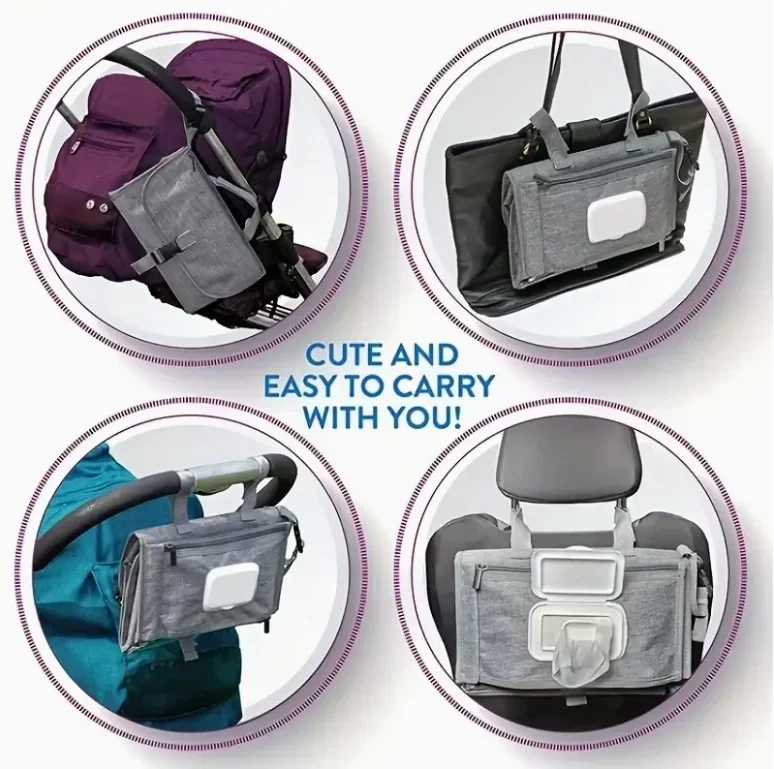 外出時に赤ちゃんのおむつを交換するための、売れ筋のベビーおむつパッド。折りたたみ式の吊り下げ収納バッグ、おむつパッドが漏れを防ぎます。