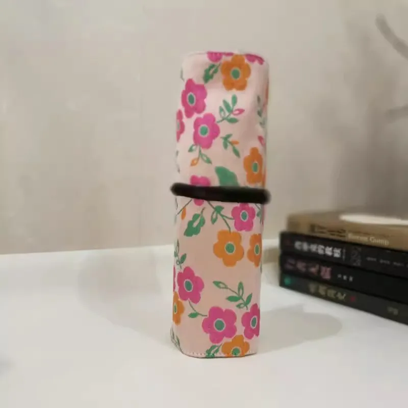 Handmade Blue Rolling Pen Curtain Large Capacity Pen Bag Stationery Storage Bag Pen Bag Portable Rolling Curtain