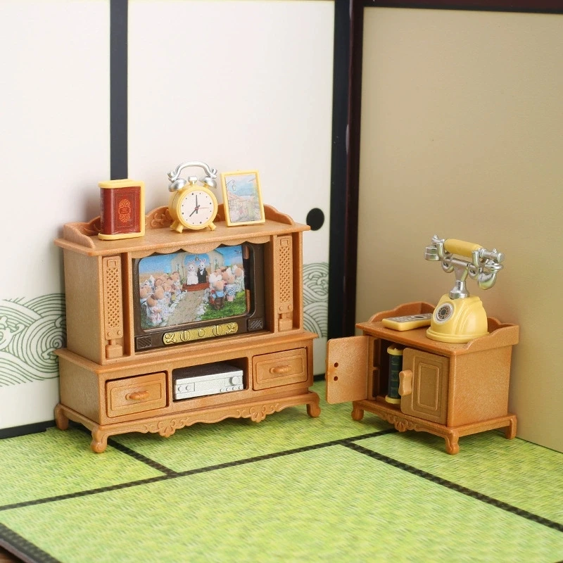 1:12 Кукольный домик, миниатюрный обеденный стол, стул, диван, чайный столик, ТВ-шкаф, набор, модель кукольной мебели, декор, микро-сцена, реквизит, игрушка