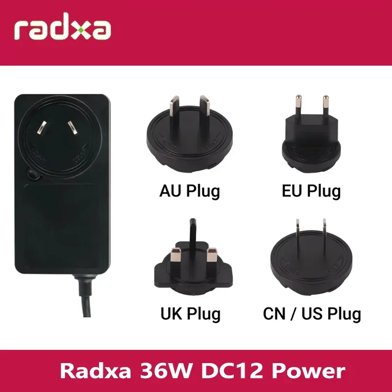 

Мощность Radxa 36 Вт DC12, поддержка адаптеров США/Великобритании/ЕС/Австралии