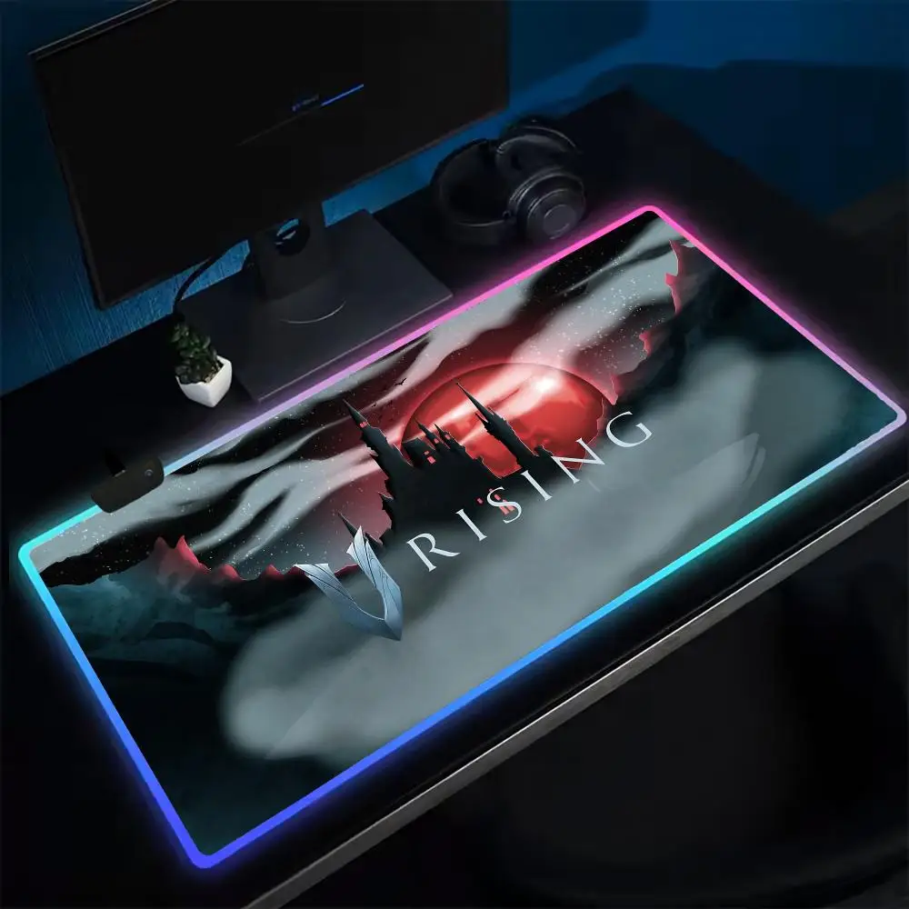 

V Rising Mouse Pad Anime Gaming Mouse Pad LED Table Pads Backlit Rubber Desktop XXL RGB Desk Mats