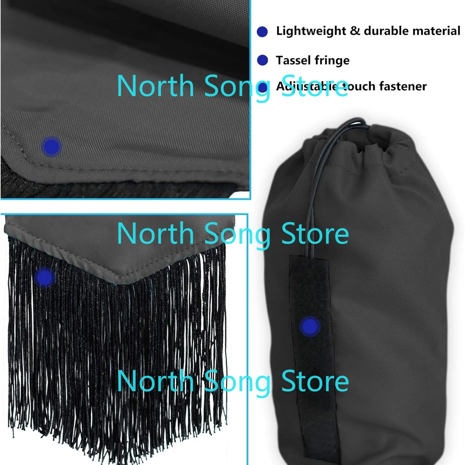 Smooth Lightweight Adjustable Fastener Nylon Horse Tail Bag with Fringe