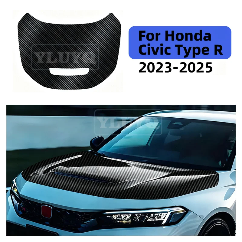 

for Honda Civic Type R 2023 2024 2025 Car Hood Roof Paint Protection Film Gloss Black Carbon Pattern Anti-Scratch TPU Sticker