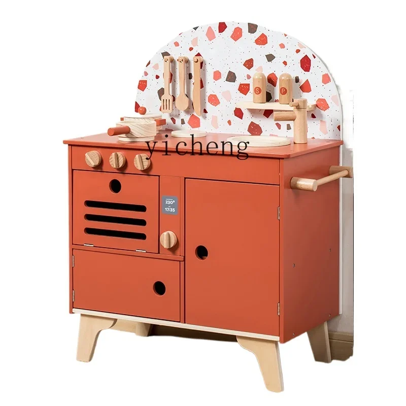 Tqh jouets de cuisine pour enfants costume en bois petite fille jouer maison cuisine ustensiles de cuisine en bois 2-6 ans