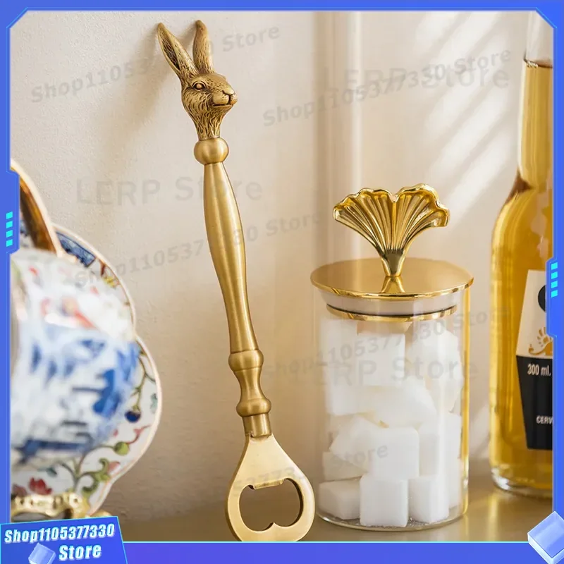 Creative Rabbit Shape Brass Bottle Opener European Retro Style Beer Screwdriver Light Luxury Home Bar Decor Unique Gift for
