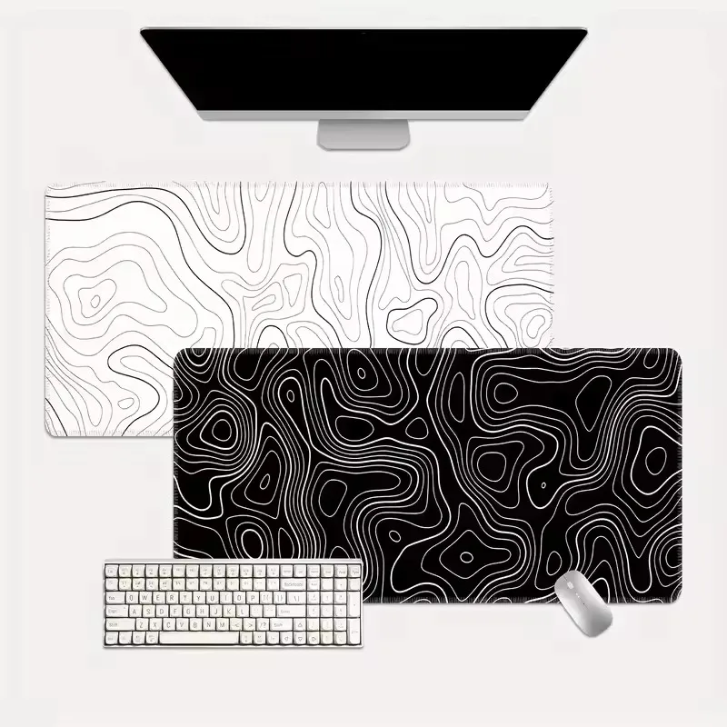 

Large Extended Gaming Mouse Pad 2MM with Non-Slip Rubber Base,Topographic Design For Office Home Full Desk Keyboard and Mouse
