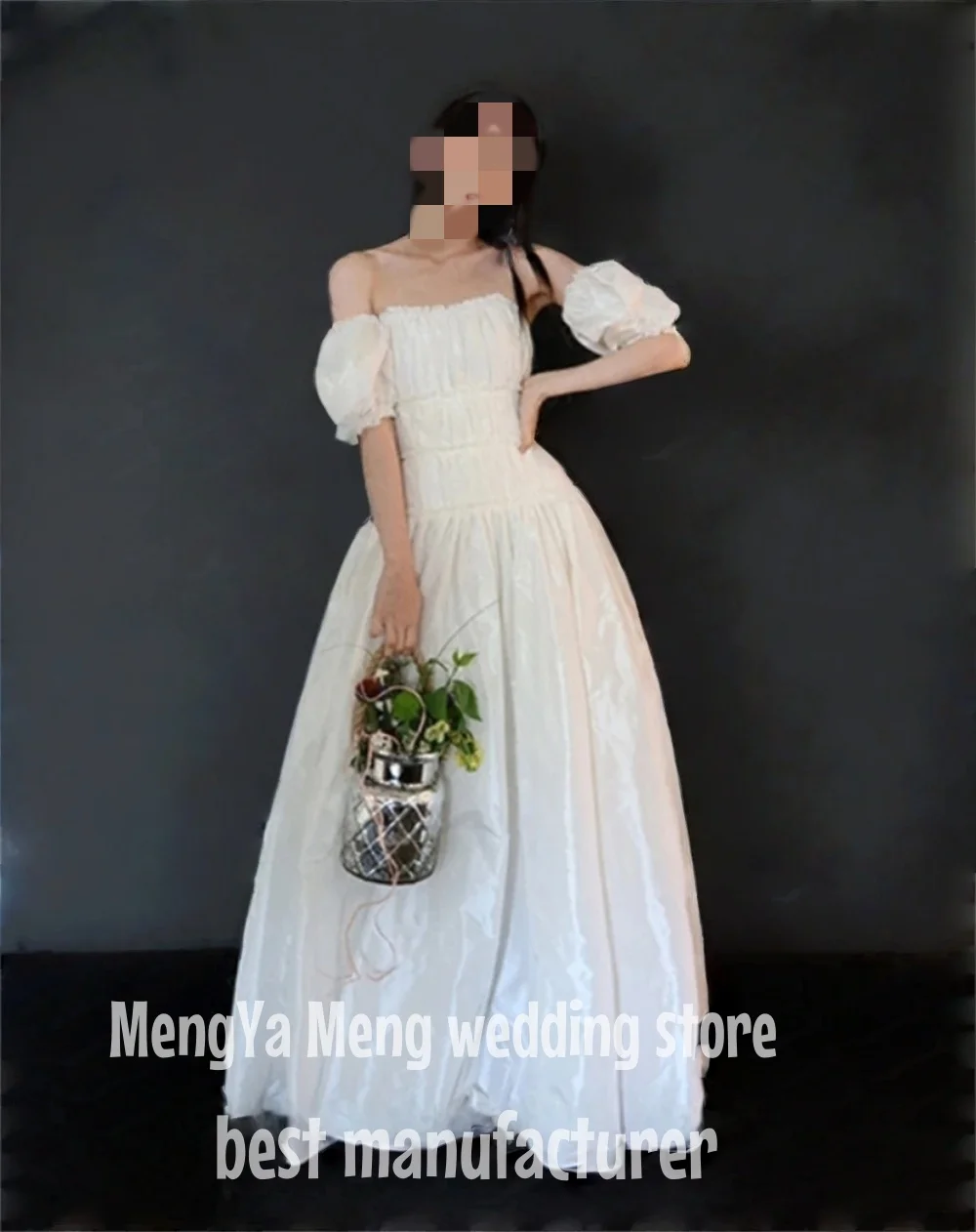ZHUISHU Simple White Taffeta Wedding Dress Korea Photo Shoot Strapless Remove Sleeves Bridal Gown Evening Dresses customized