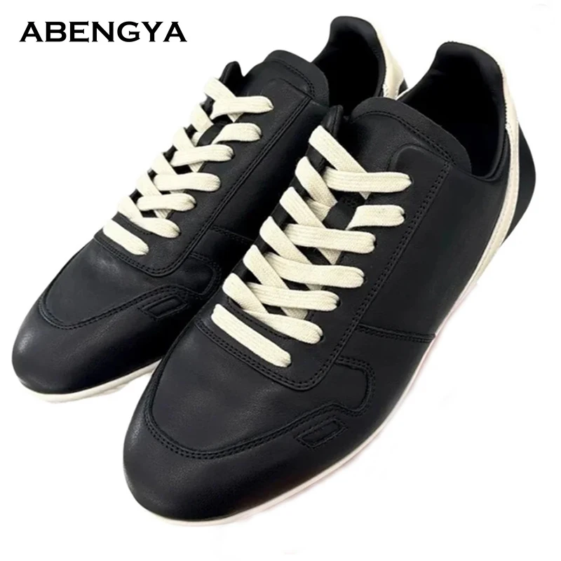 

2026 Autumn Leather Flat Loafer Shoes Women Round Toe Lace Up Daily Casual Sneakers Designer Party Lovers Vacation Walking Shoes