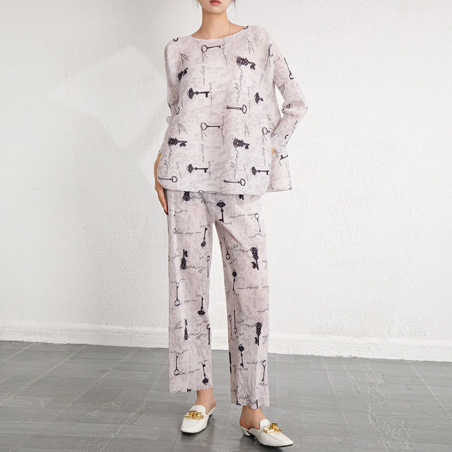 

Комплект для похудения больших размеров: повседневный модный костюм из двух предметов с прямыми брюками для женщин, весна-лето-осень, для офиса и повседневной носки