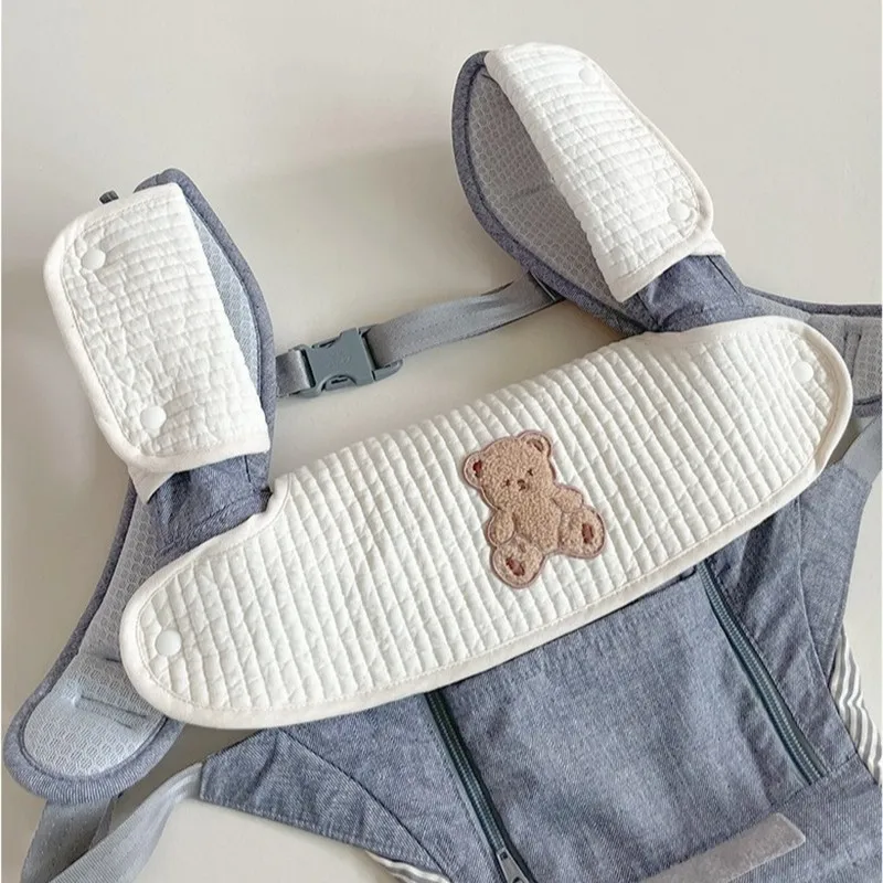 

Нагрудник для прорезывания зубов для новорожденных, бандана на плечо, хлопковая переноска-кенгуру с медведем, слюнявчик с табуреткой на талии