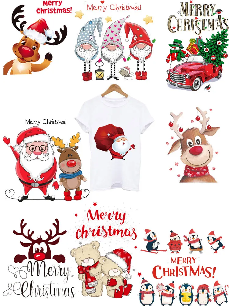 Cartoon Christmas Fusible Textile Transfer Badge Fusible Textile Transfer Iron Transfer Sticker Applique Clothes Iron-on Patches