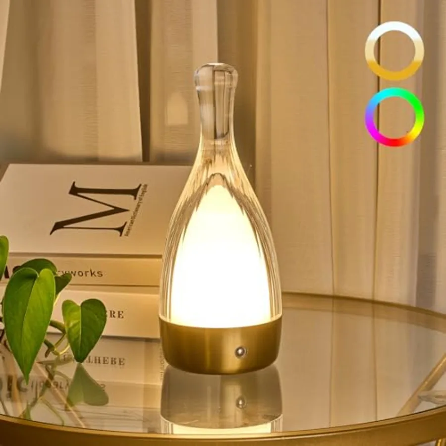 

Table Lamp for BedroomSmall Desk Lamp Dimmable 4 Gears:3000K/4000K/6000K/RGB 4000mAh Rechargeable Battery bedside lamps LED Cor