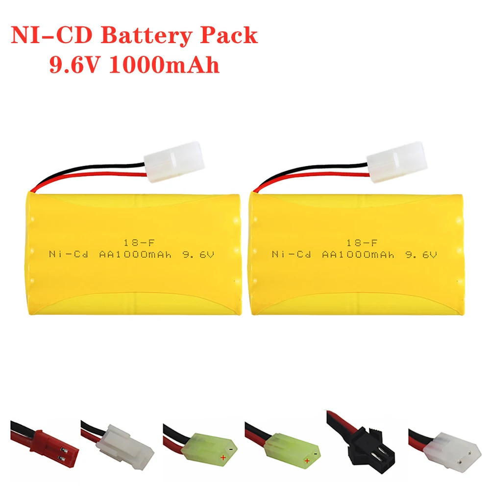 2pcs NiCD 9.6v 1000mah แบตเตอรี่สําหรับของเล่น Rc รถถังรถไฟหุ่นยนต์เรือปืนอะไหล่ 9.6 V แบตเตอรี่ Pack Tamiya Plug