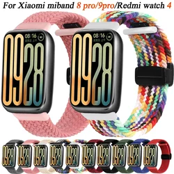 Nylon Braided Strap For Redmi Watch 6-5-4 Magnetic Buckle Breathable Belt For Xiaomi Band 9/8 Pro Adjustable Wristband Accessory