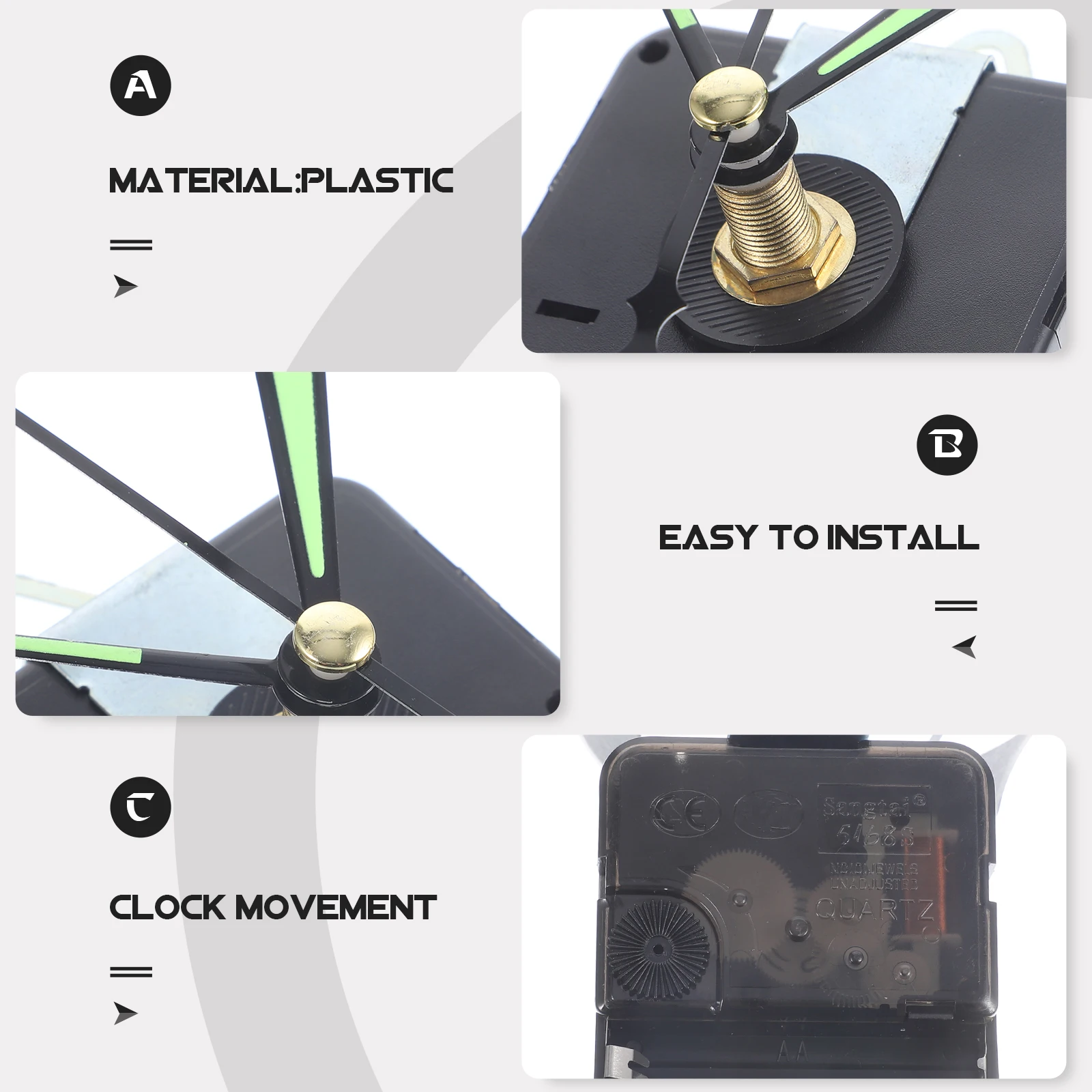 

1 set 1 Set Glow In The Dark Movement Mute Wall Clock Mechanism Kit Diy Clock Parts Repair Replacement Durable Lightweight