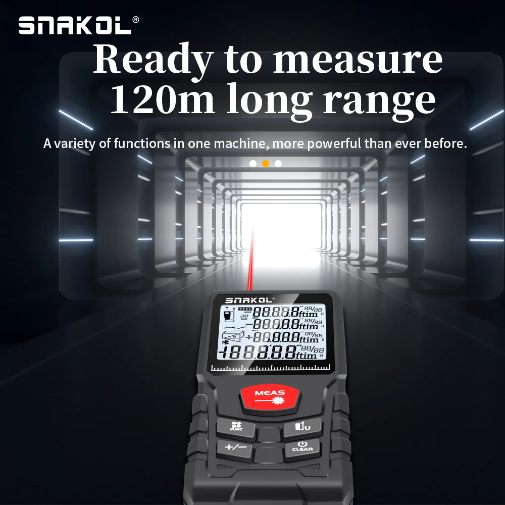 Imagem -03 - Snakol Profesional Laser Range Finder Rangefinder Laser Régua de Construção Ferramenta de Teste 50m 100m 120m