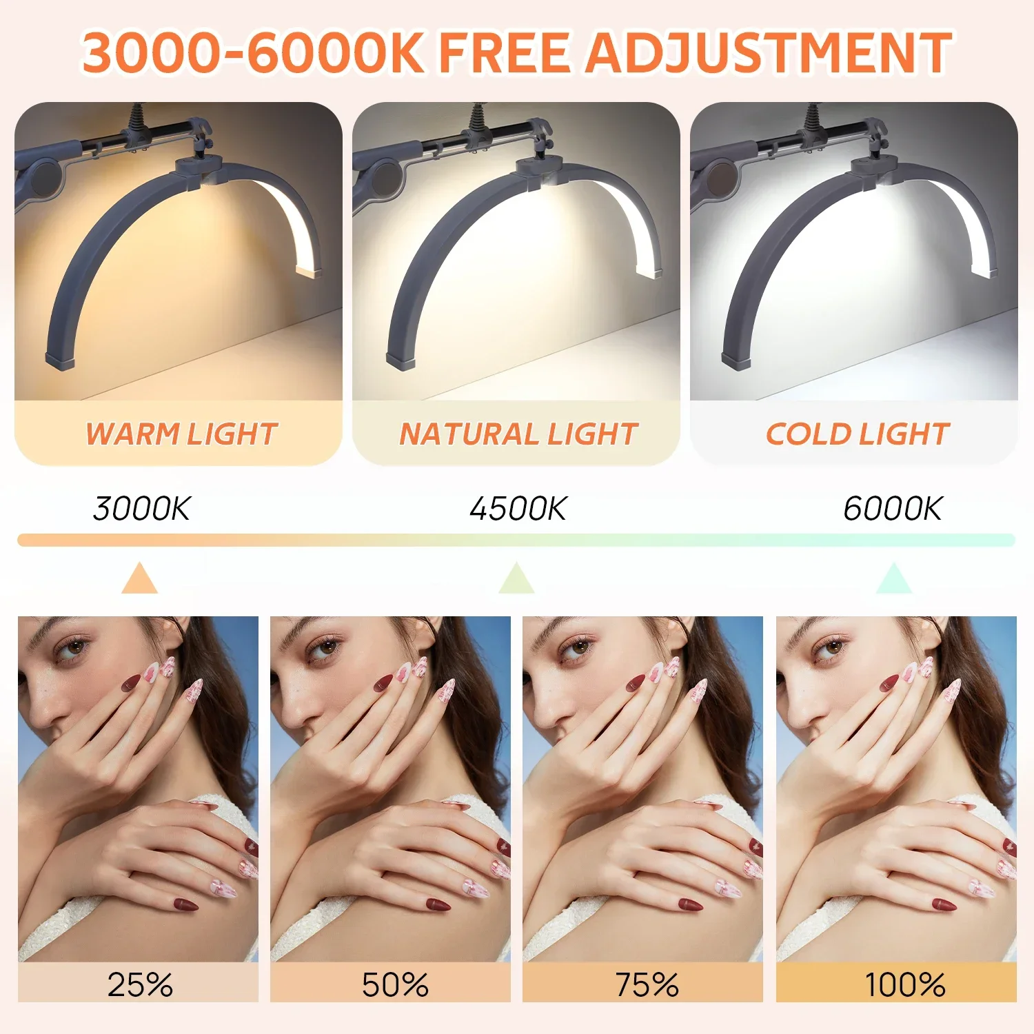 للطي نصف القمر مصباح مانيكير الجمال الوشم التطريز الرموش مشرق قابل للتعديل نصف القمر ملء الجدول الخفيفة للأظافر #3