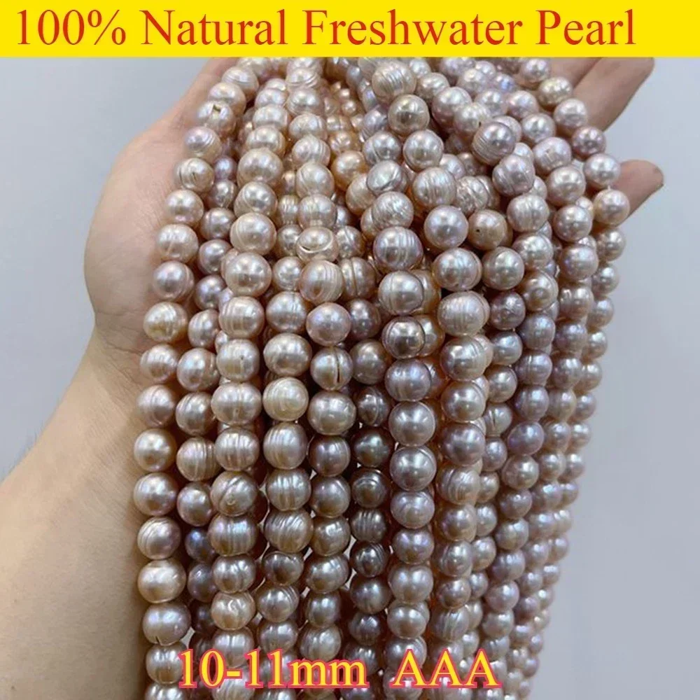

10-11mm AAA Natural White Purple Orange Freshwater Silky Smooth Pearl Round Bead Jewelry Make DIY Necklace Bracelet Accessories