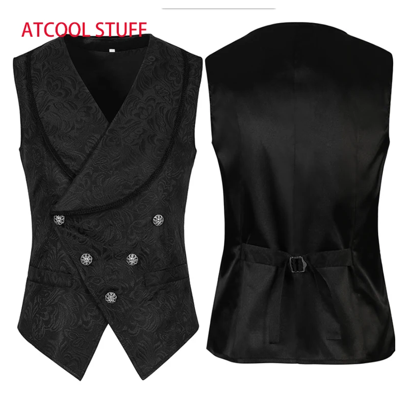 Gothic Waistcoat Mens Medieval Slim Fit Coat Steampunk Adult Cosplay Medieval Renaissance Jacquard Formal Dress Vest For Suit