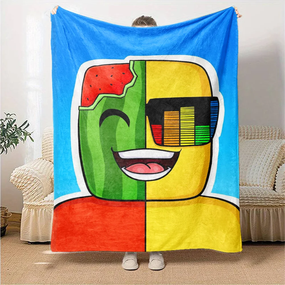 Sunny & Melon Themed Print Plush Blanket, Soft and Comfortable for All Seasons, Suitable for Bedroom, Bed, Sofa, Naps, Warm Blan