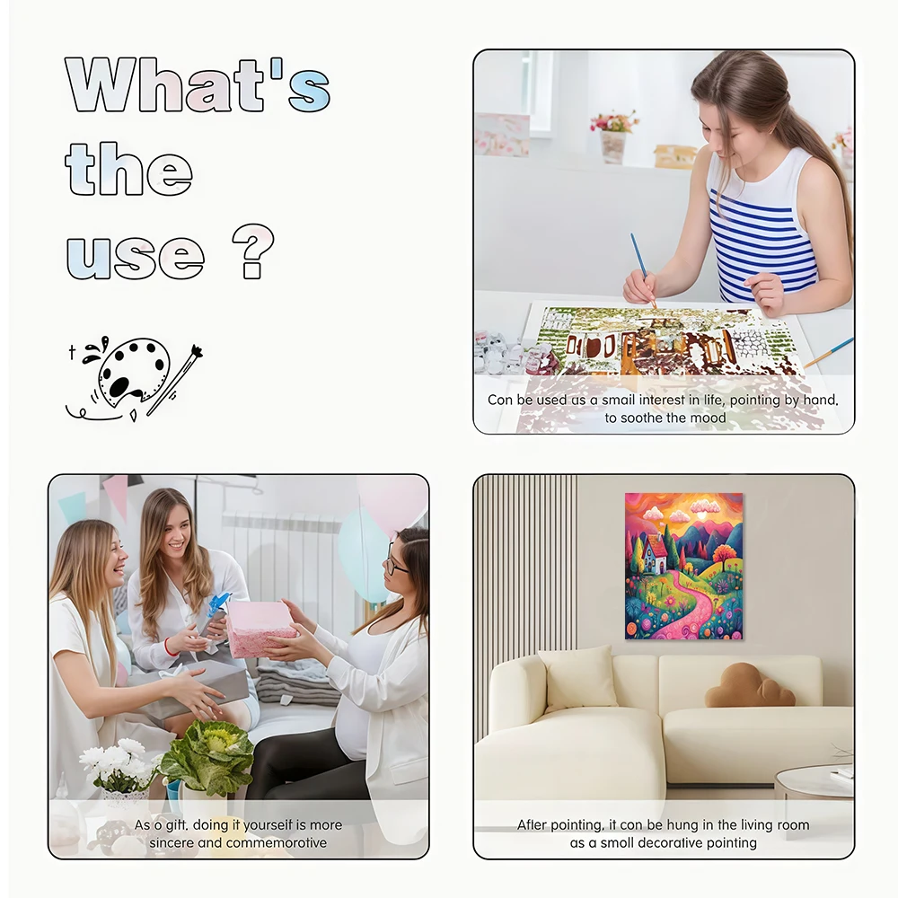 1Pcs Mountain Flower Path   DIY Acrylic Digital Painting Kit For Beginners Home Wall Decor Frame Not Included