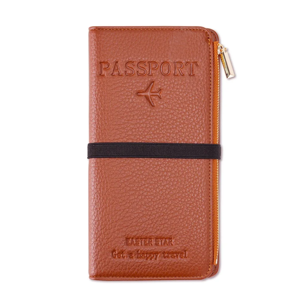 

PU Leather Anti-theft Passport Holder Zipper Airplane Check-in Certificate Storage Bag Multifunctional Ticket Holder
