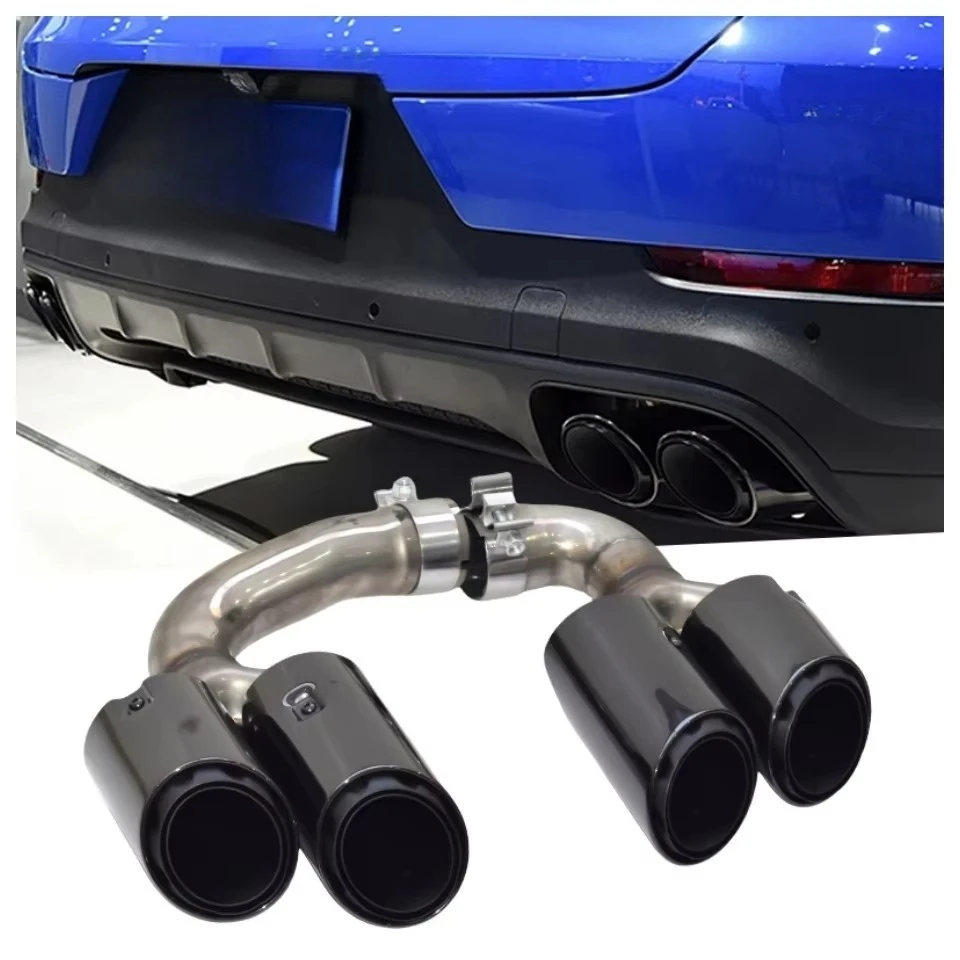 

Car Exhaust Tip For Porsche Cayenne Hybrid 9Y0 3.0 2018-2025 Upgrade To GTS Turbo Exhaust Quad Nozzle SS304 Muffler