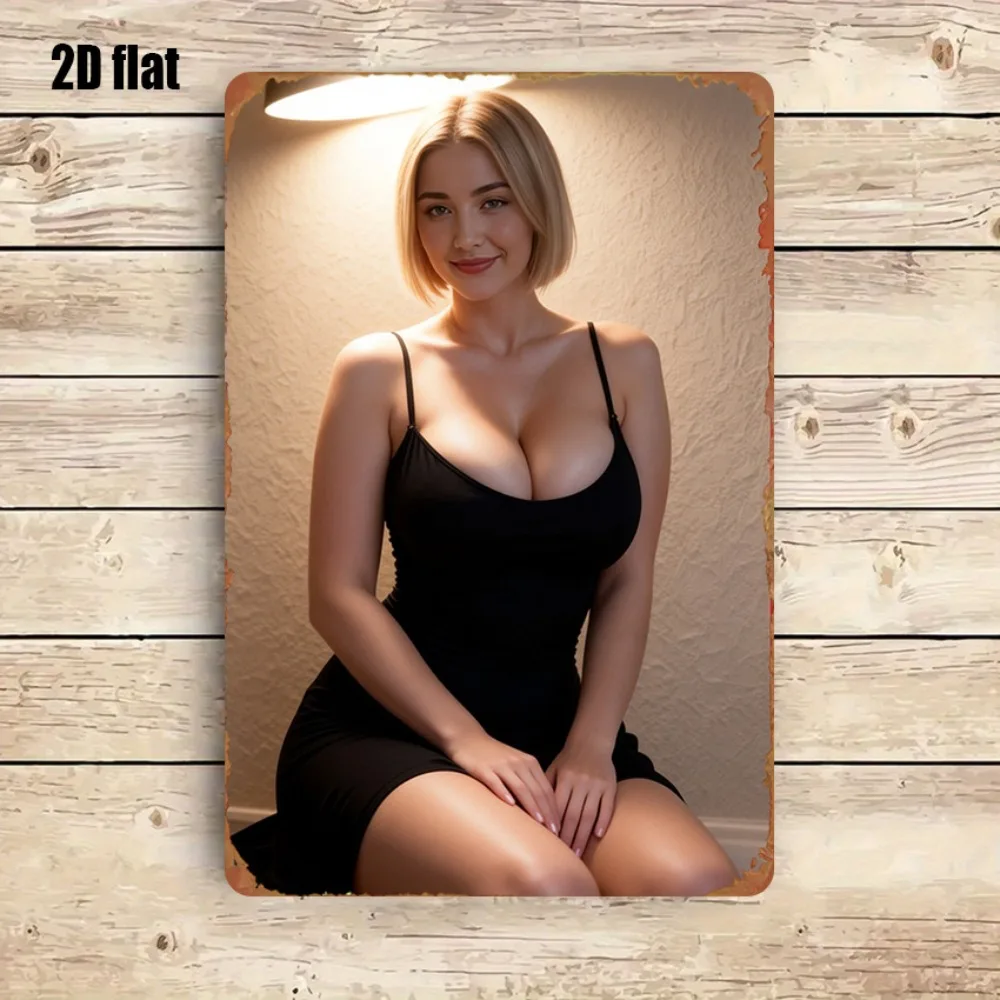 CIFBUY Vintage Blonde Lady Aluminum Wall Art Waterproof Wear Resistant Metal Sign for Living Room Bedroom Home Bar Decor Gift